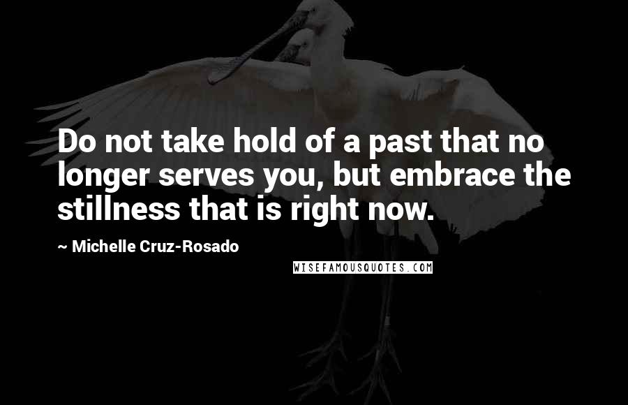 Michelle Cruz-Rosado Quotes: Do not take hold of a past that no longer serves you, but embrace the stillness that is right now.