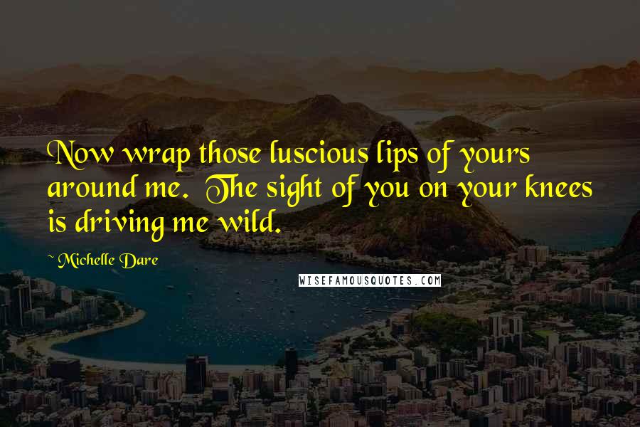 Michelle Dare Quotes: Now wrap those luscious lips of yours around me.  The sight of you on your knees is driving me wild.