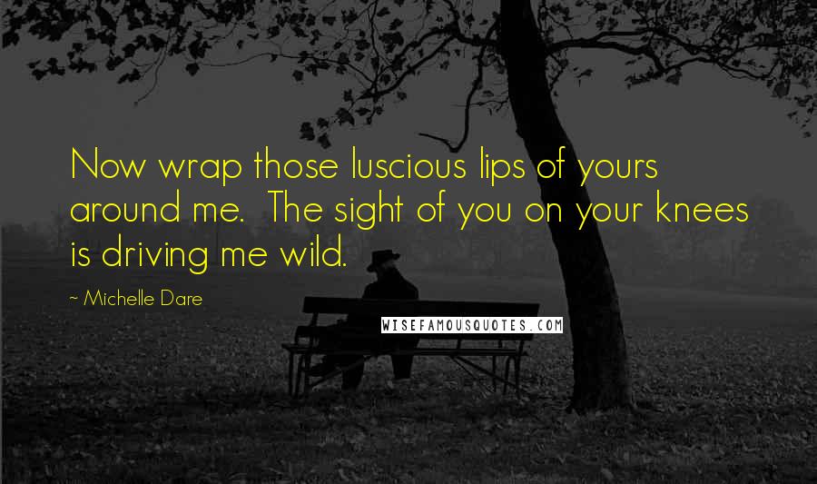 Michelle Dare Quotes: Now wrap those luscious lips of yours around me.  The sight of you on your knees is driving me wild.