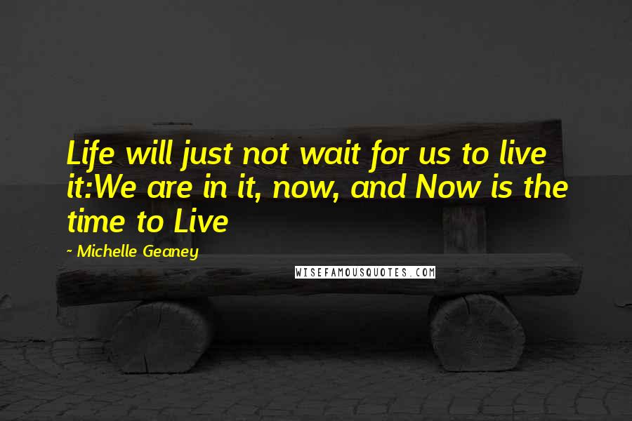 Michelle Geaney Quotes: Life will just not wait for us to live it:We are in it, now, and Now is the time to Live