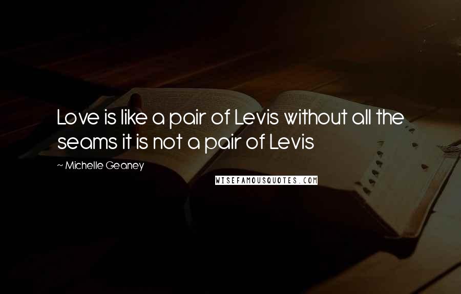 Michelle Geaney Quotes: Love is like a pair of Levis without all the seams it is not a pair of Levis