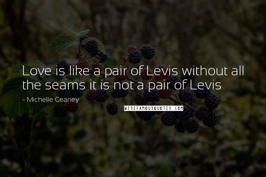 Michelle Geaney Quotes: Love is like a pair of Levis without all the seams it is not a pair of Levis