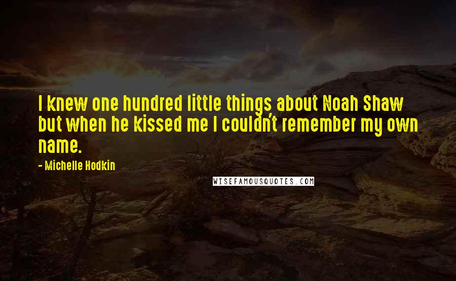 Michelle Hodkin Quotes: I knew one hundred little things about Noah Shaw but when he kissed me I couldn't remember my own name.