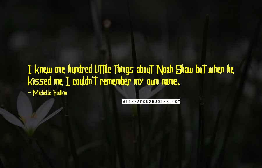 Michelle Hodkin Quotes: I knew one hundred little things about Noah Shaw but when he kissed me I couldn't remember my own name.