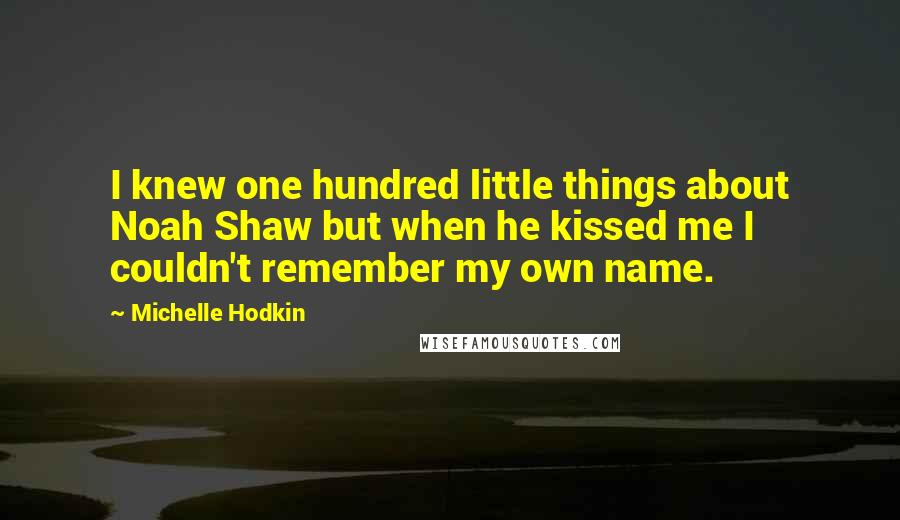 Michelle Hodkin Quotes: I knew one hundred little things about Noah Shaw but when he kissed me I couldn't remember my own name.