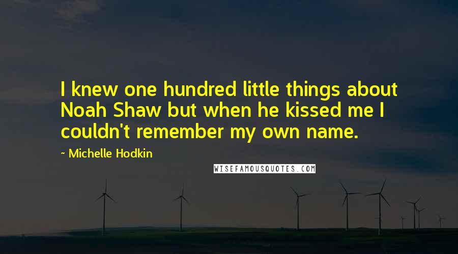Michelle Hodkin Quotes: I knew one hundred little things about Noah Shaw but when he kissed me I couldn't remember my own name.