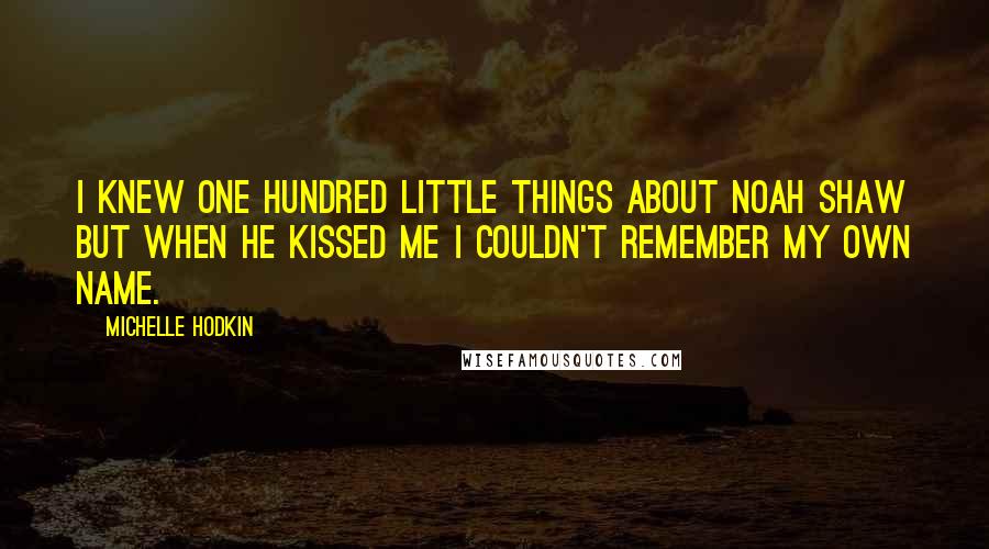 Michelle Hodkin Quotes: I knew one hundred little things about Noah Shaw but when he kissed me I couldn't remember my own name.