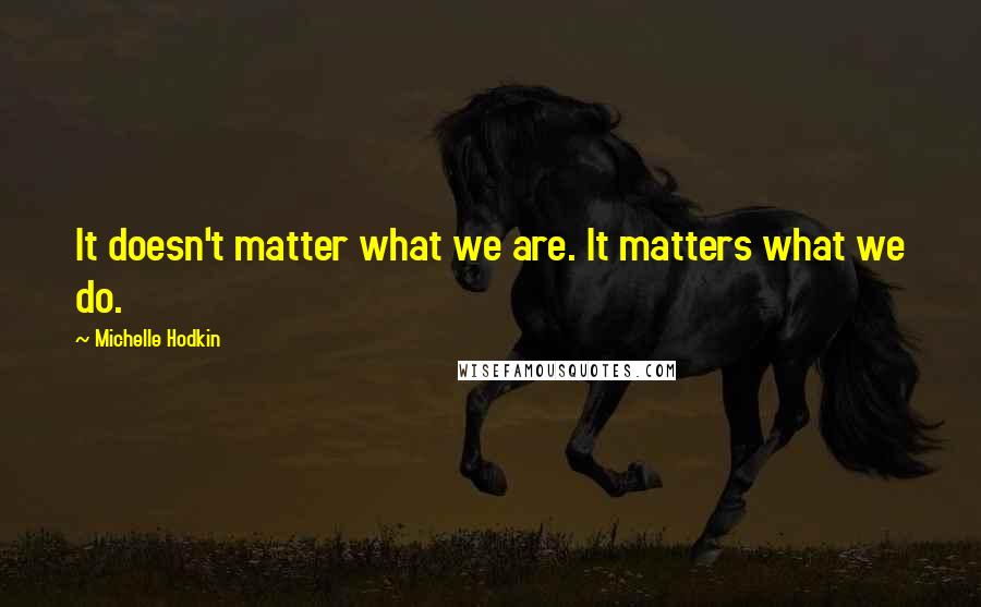 Michelle Hodkin Quotes: It doesn't matter what we are. It matters what we do.