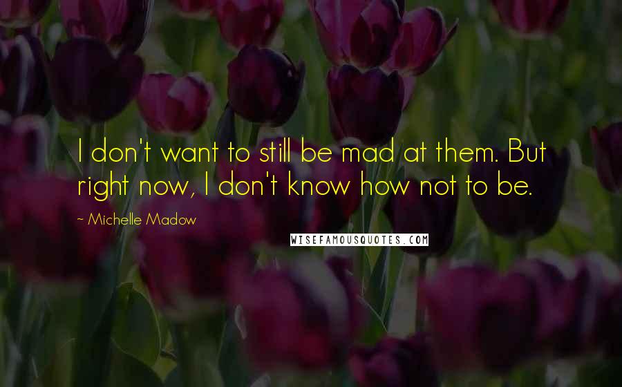 Michelle Madow Quotes: I don't want to still be mad at them. But right now, I don't know how not to be.