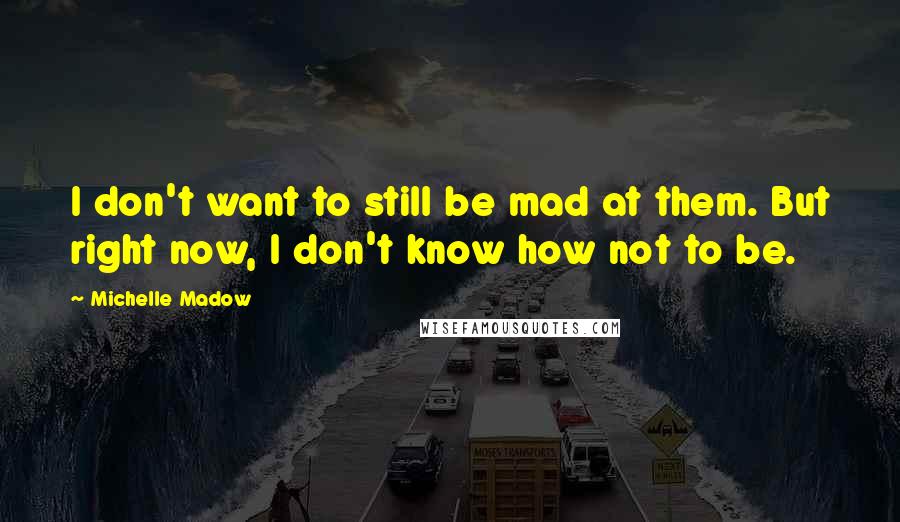 Michelle Madow Quotes: I don't want to still be mad at them. But right now, I don't know how not to be.