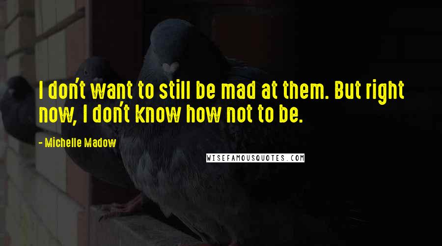 Michelle Madow Quotes: I don't want to still be mad at them. But right now, I don't know how not to be.