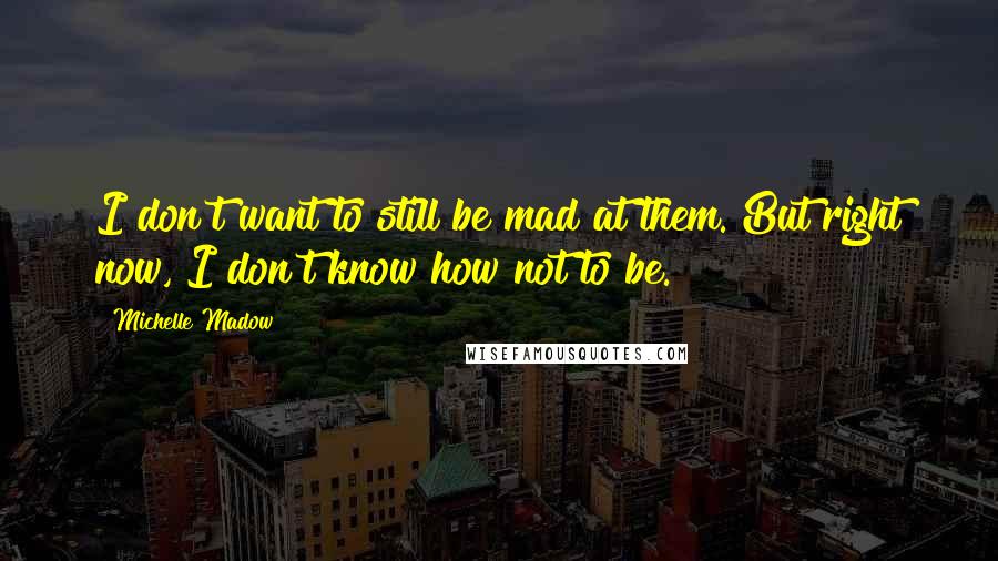 Michelle Madow Quotes: I don't want to still be mad at them. But right now, I don't know how not to be.