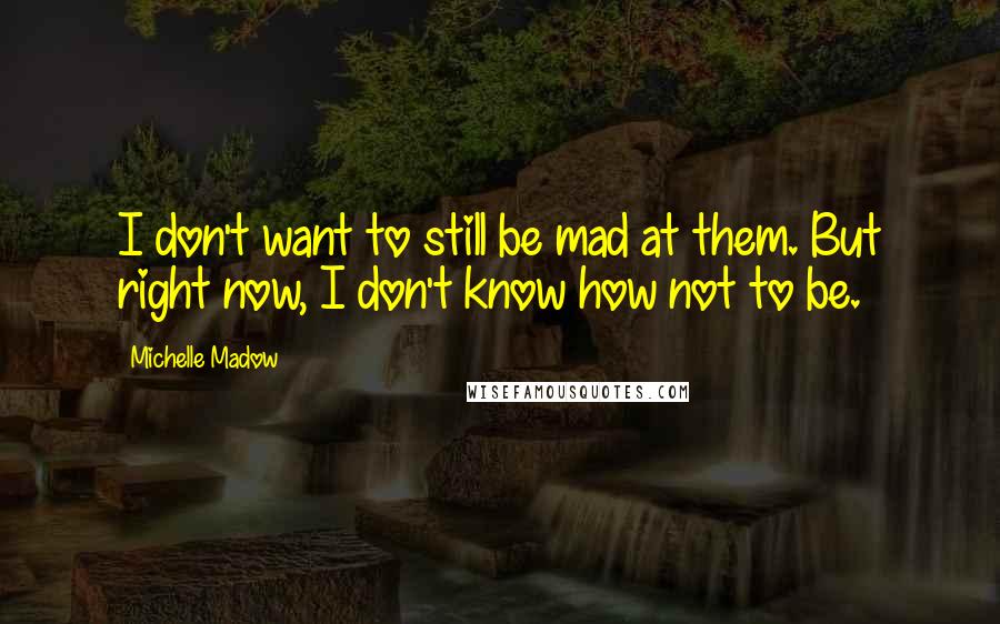 Michelle Madow Quotes: I don't want to still be mad at them. But right now, I don't know how not to be.