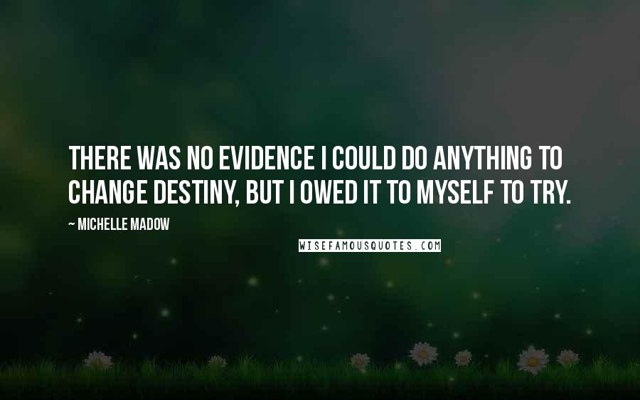 Michelle Madow Quotes: There was no evidence I could do anything to change destiny, but I owed it to myself to try.