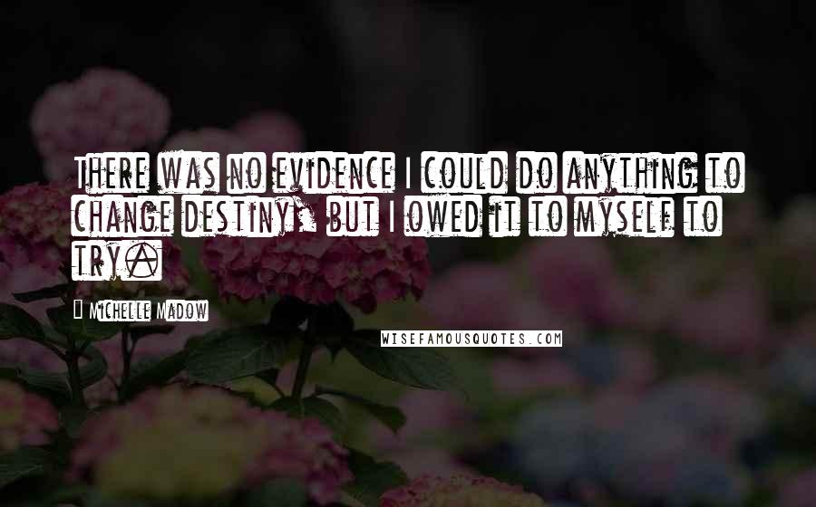 Michelle Madow Quotes: There was no evidence I could do anything to change destiny, but I owed it to myself to try.