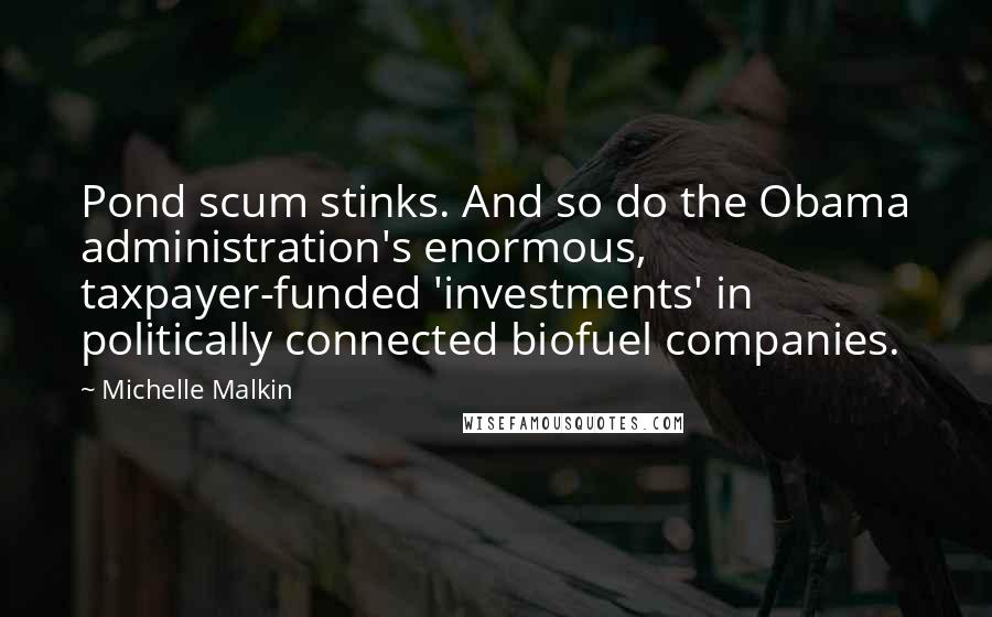 Michelle Malkin Quotes: Pond scum stinks. And so do the Obama administration's enormous, taxpayer-funded 'investments' in politically connected biofuel companies.