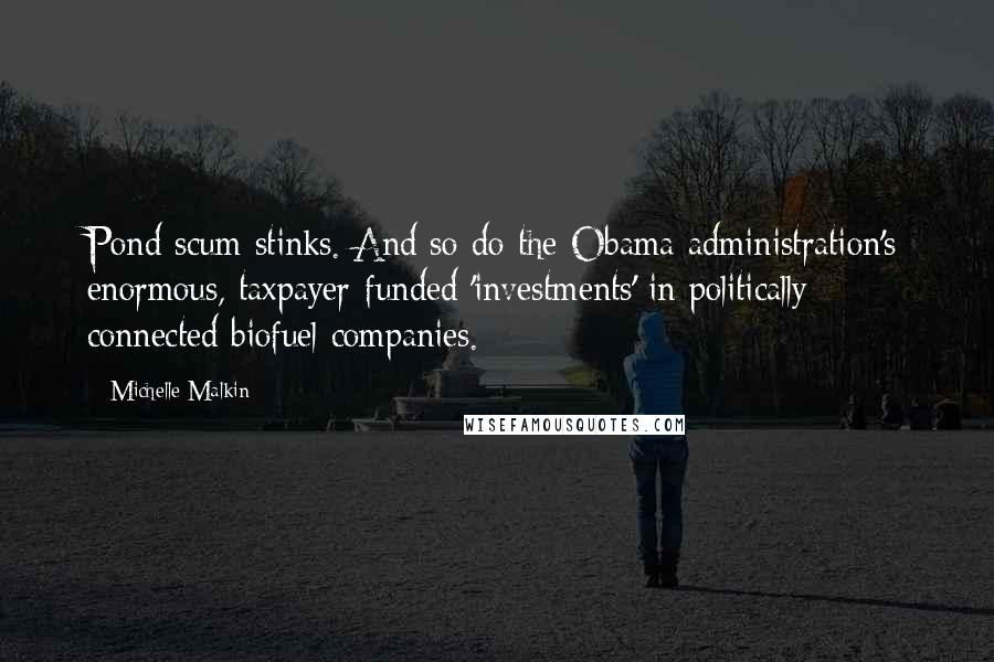 Michelle Malkin Quotes: Pond scum stinks. And so do the Obama administration's enormous, taxpayer-funded 'investments' in politically connected biofuel companies.