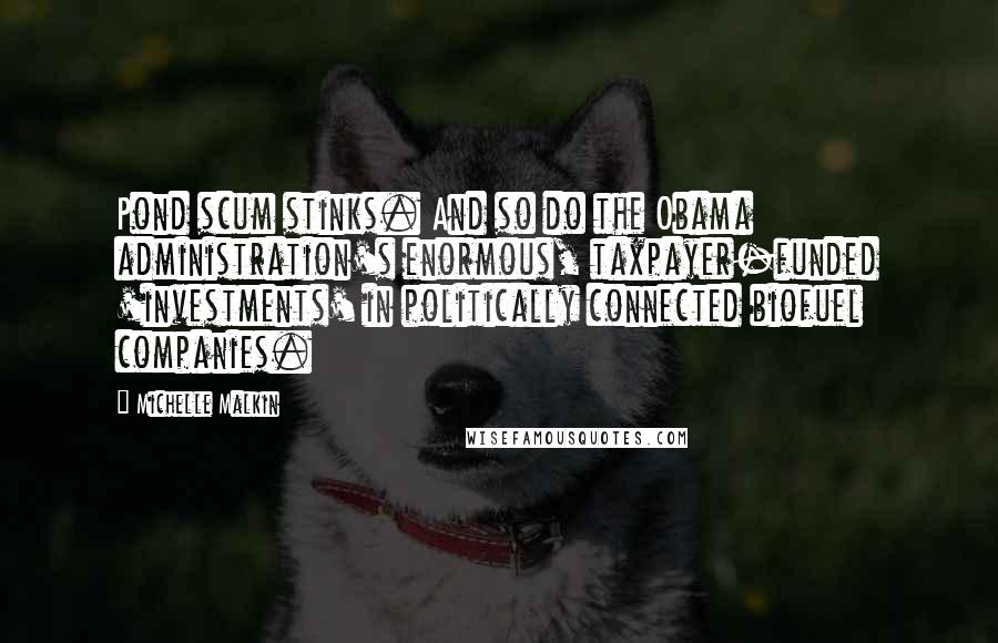 Michelle Malkin Quotes: Pond scum stinks. And so do the Obama administration's enormous, taxpayer-funded 'investments' in politically connected biofuel companies.
