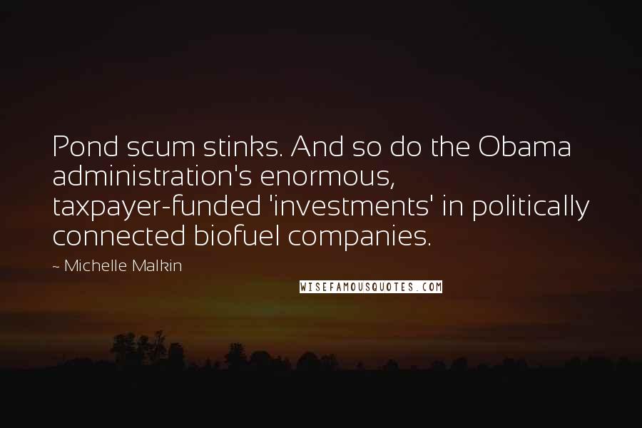 Michelle Malkin Quotes: Pond scum stinks. And so do the Obama administration's enormous, taxpayer-funded 'investments' in politically connected biofuel companies.