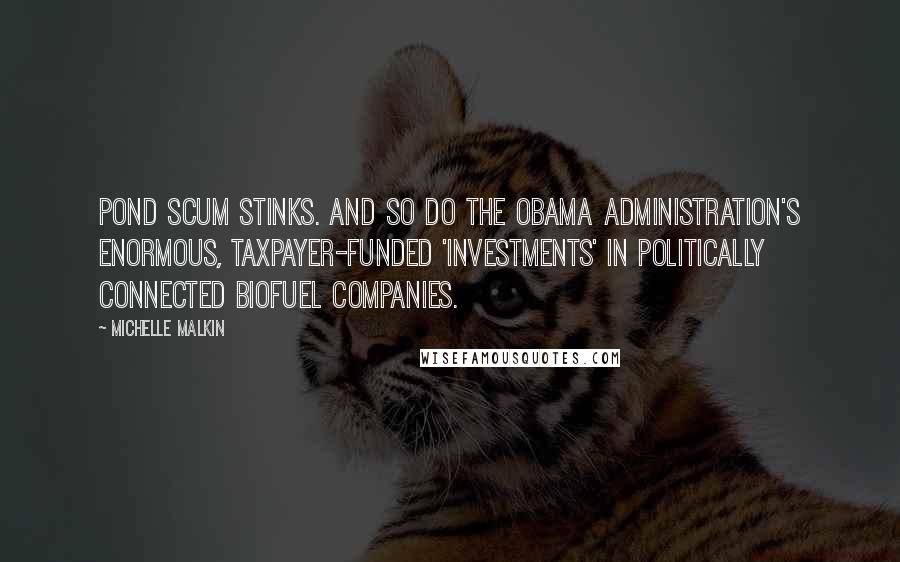 Michelle Malkin Quotes: Pond scum stinks. And so do the Obama administration's enormous, taxpayer-funded 'investments' in politically connected biofuel companies.