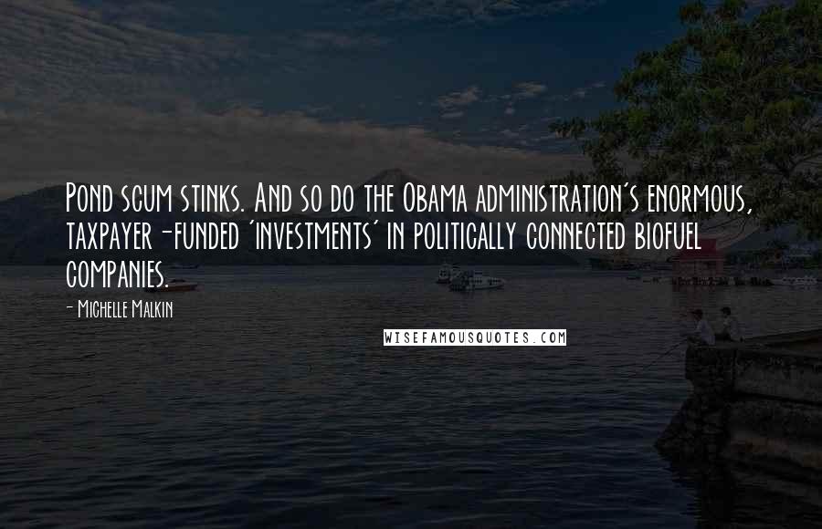 Michelle Malkin Quotes: Pond scum stinks. And so do the Obama administration's enormous, taxpayer-funded 'investments' in politically connected biofuel companies.