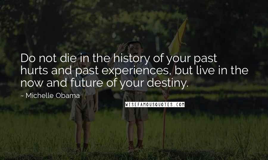 Michelle Obama Quotes: Do not die in the history of your past hurts and past experiences, but live in the now and future of your destiny.