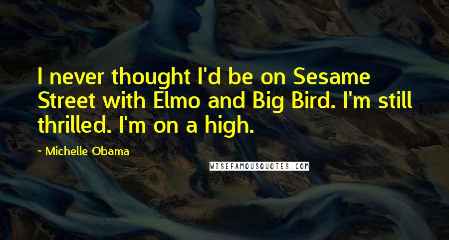 Michelle Obama Quotes: I never thought I'd be on Sesame Street with Elmo and Big Bird. I'm still thrilled. I'm on a high.