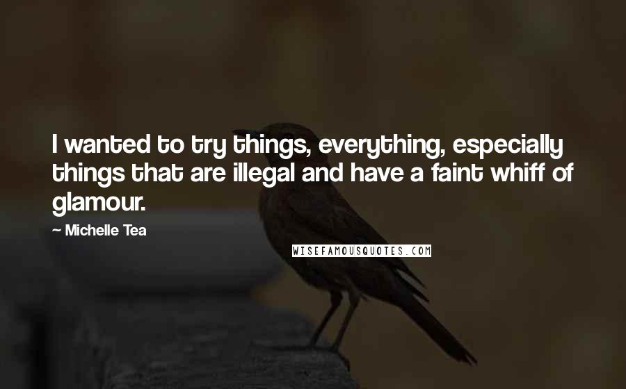 Michelle Tea Quotes: I wanted to try things, everything, especially things that are illegal and have a faint whiff of glamour.