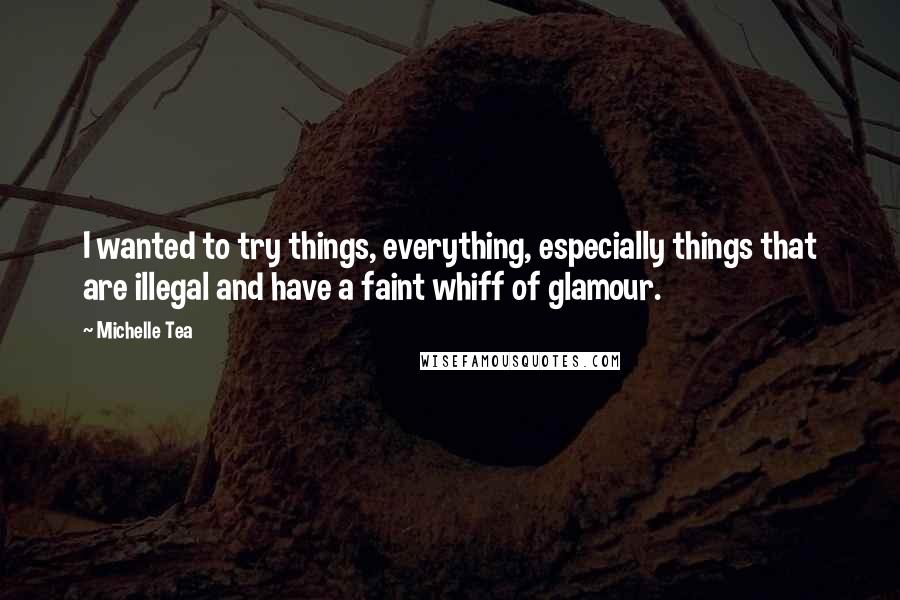 Michelle Tea Quotes: I wanted to try things, everything, especially things that are illegal and have a faint whiff of glamour.