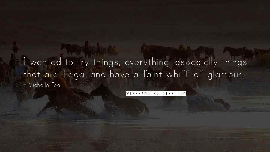 Michelle Tea Quotes: I wanted to try things, everything, especially things that are illegal and have a faint whiff of glamour.