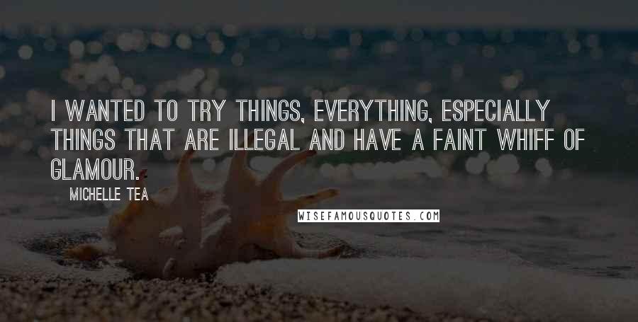 Michelle Tea Quotes: I wanted to try things, everything, especially things that are illegal and have a faint whiff of glamour.
