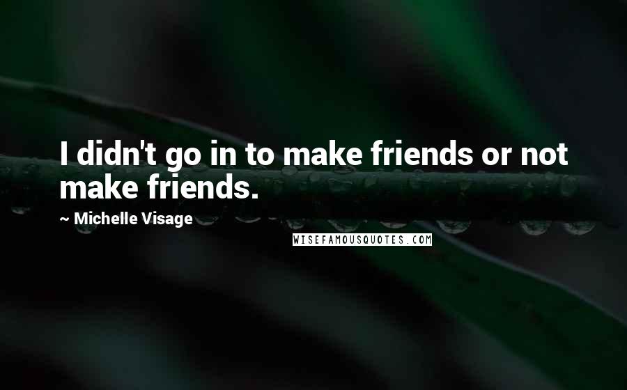 Michelle Visage Quotes: I didn't go in to make friends or not make friends.