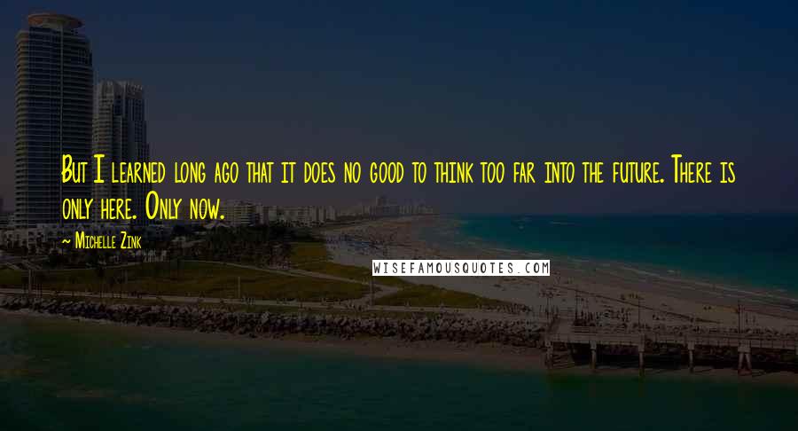 Michelle Zink Quotes: But I learned long ago that it does no good to think too far into the future. There is only here. Only now.