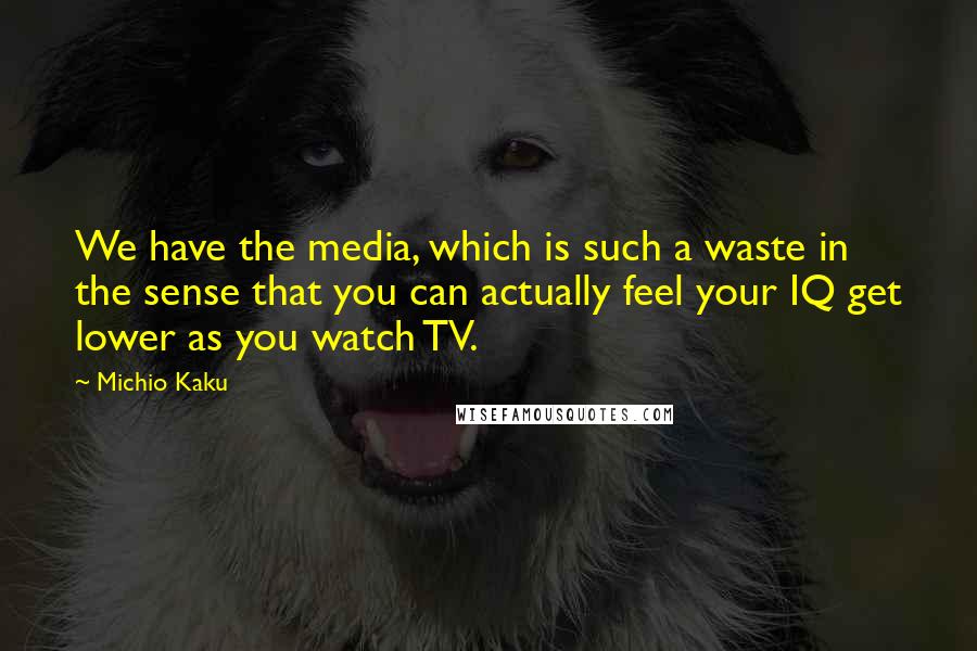 Michio Kaku Quotes: We have the media, which is such a waste in the sense that you can actually feel your IQ get lower as you watch TV.