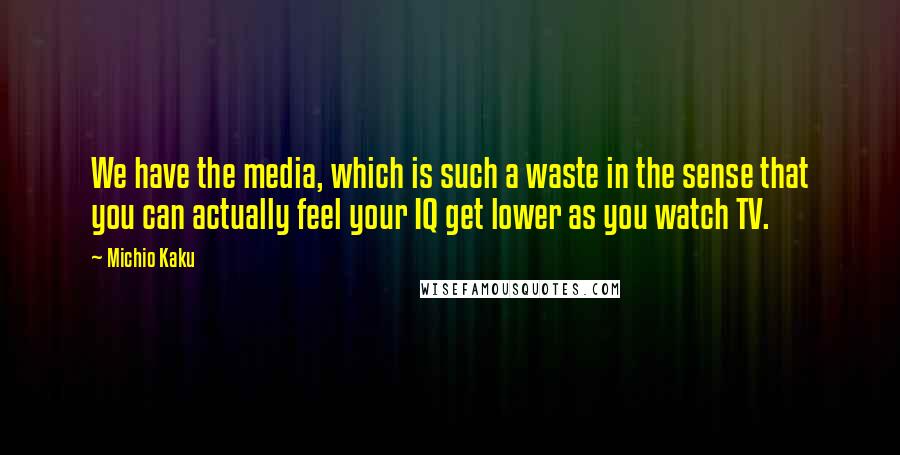 Michio Kaku Quotes: We have the media, which is such a waste in the sense that you can actually feel your IQ get lower as you watch TV.