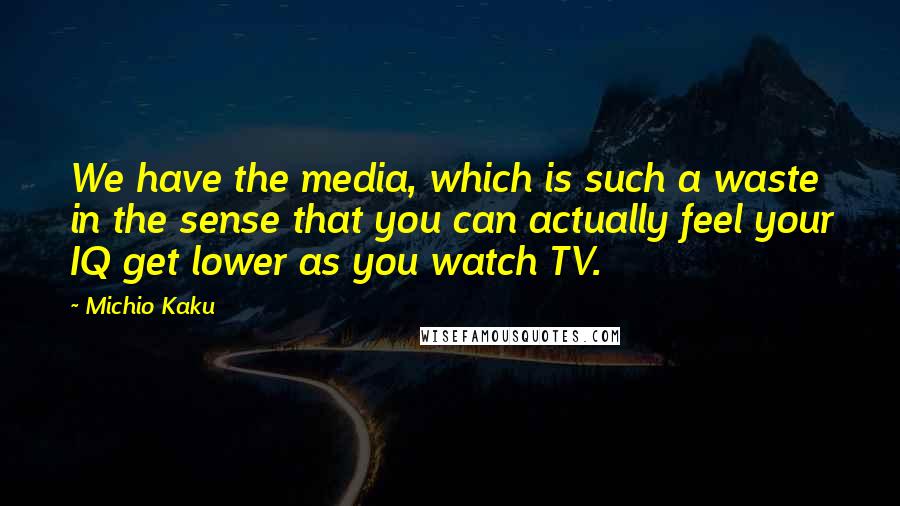 Michio Kaku Quotes: We have the media, which is such a waste in the sense that you can actually feel your IQ get lower as you watch TV.