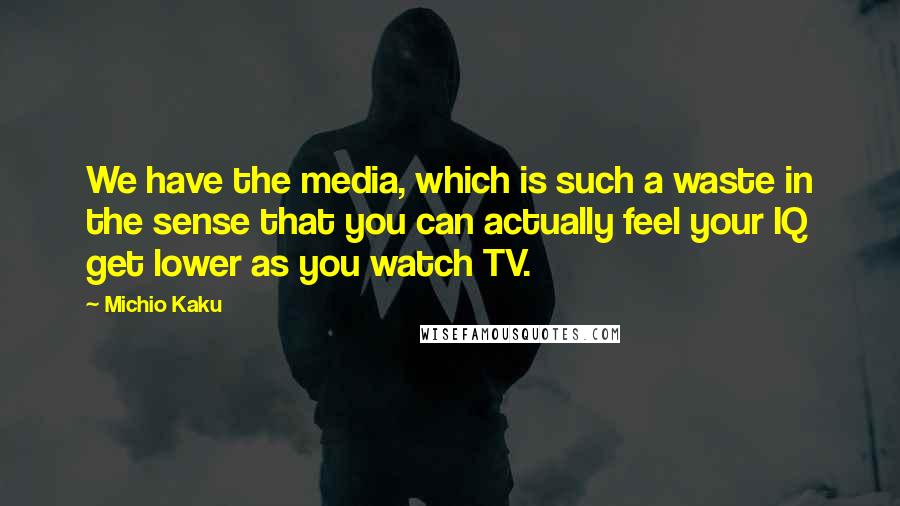 Michio Kaku Quotes: We have the media, which is such a waste in the sense that you can actually feel your IQ get lower as you watch TV.