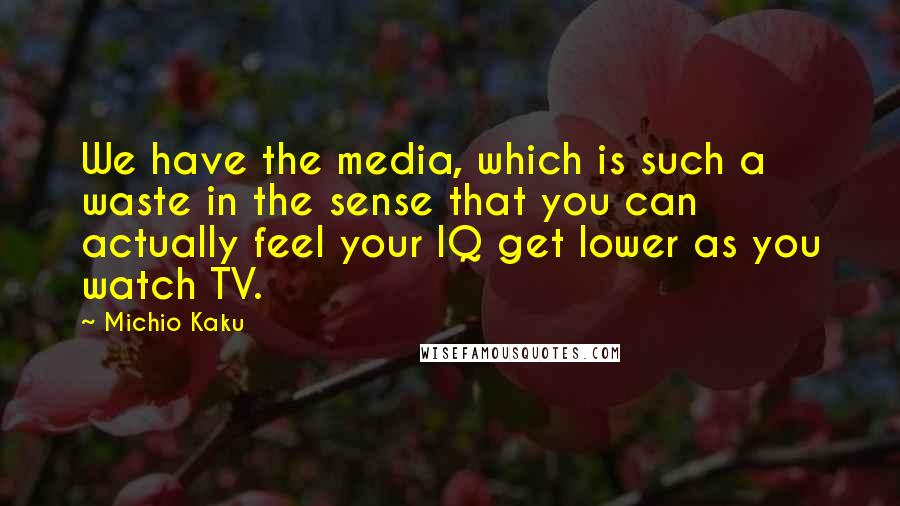 Michio Kaku Quotes: We have the media, which is such a waste in the sense that you can actually feel your IQ get lower as you watch TV.