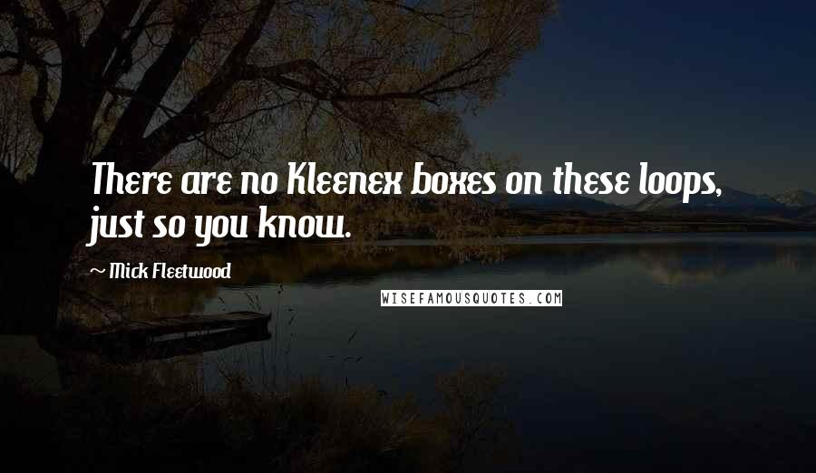 Mick Fleetwood Quotes: There are no Kleenex boxes on these loops, just so you know.