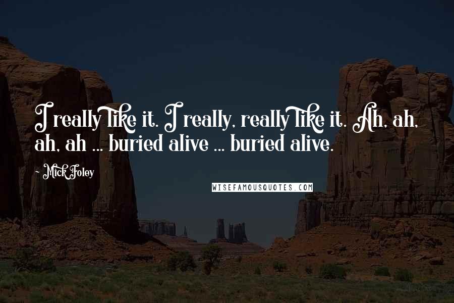 Mick Foley Quotes: I really like it. I really, really like it. Ah, ah, ah, ah ... buried alive ... buried alive.