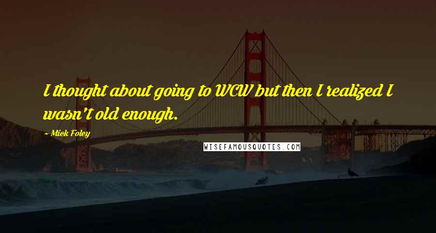 Mick Foley Quotes: I thought about going to WCW but then I realized I wasn't old enough.