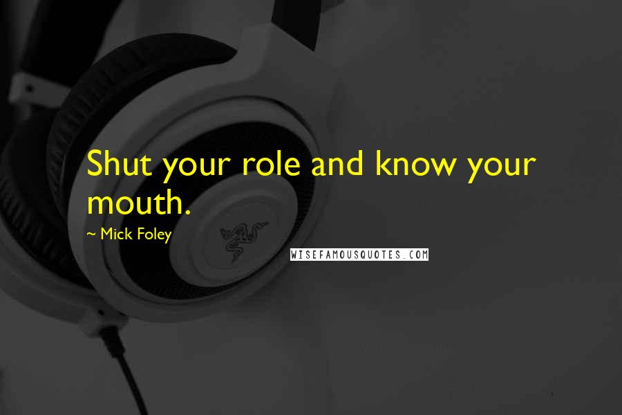 Mick Foley Quotes: Shut your role and know your mouth.