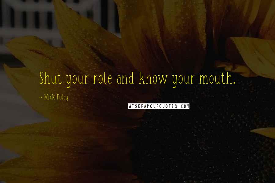 Mick Foley Quotes: Shut your role and know your mouth.