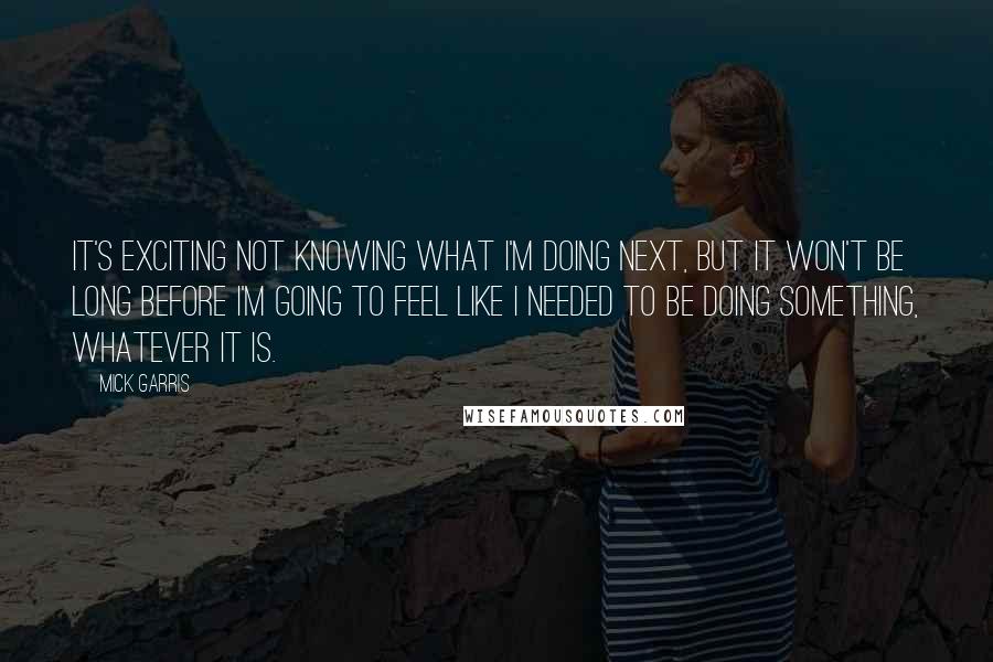 Mick Garris Quotes: It's exciting not knowing what I'm doing next, but it won't be long before I'm going to feel like I needed to be doing something, whatever it is.