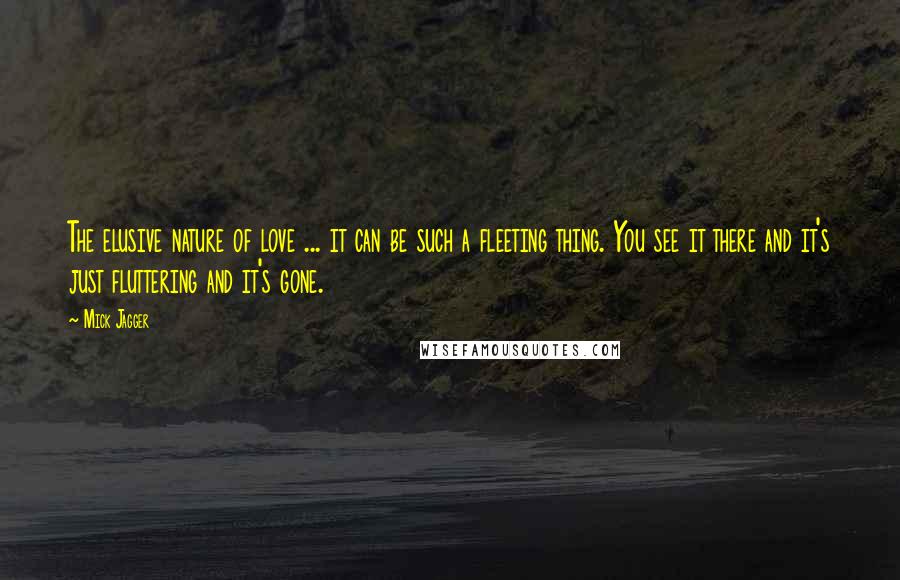 Mick Jagger Quotes: The elusive nature of love ... it can be such a fleeting thing. You see it there and it's just fluttering and it's gone.