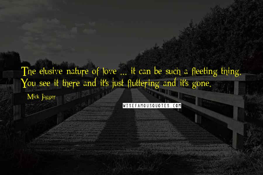 Mick Jagger Quotes: The elusive nature of love ... it can be such a fleeting thing. You see it there and it's just fluttering and it's gone.