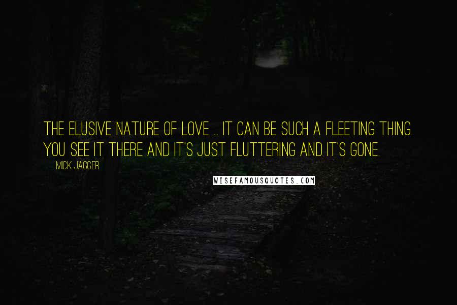 Mick Jagger Quotes: The elusive nature of love ... it can be such a fleeting thing. You see it there and it's just fluttering and it's gone.