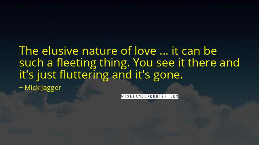 Mick Jagger Quotes: The elusive nature of love ... it can be such a fleeting thing. You see it there and it's just fluttering and it's gone.