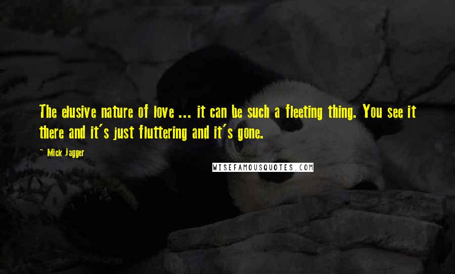 Mick Jagger Quotes: The elusive nature of love ... it can be such a fleeting thing. You see it there and it's just fluttering and it's gone.