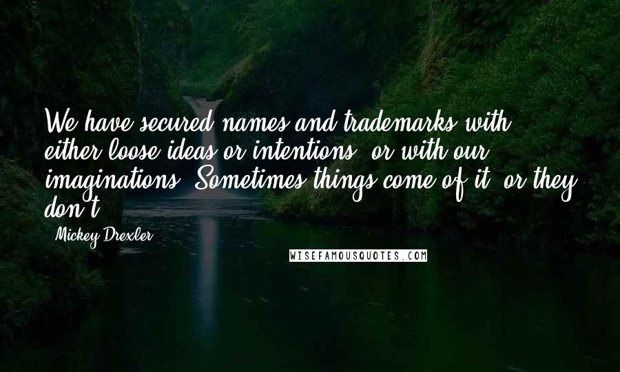 Mickey Drexler Quotes: We have secured names and trademarks with either loose ideas or intentions, or with our imaginations. Sometimes things come of it, or they don't.
